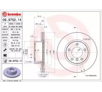 Тормозной диск BREMBO 09.9752.11 09975211 BREMBO - купить в магазине запчастей по Украине