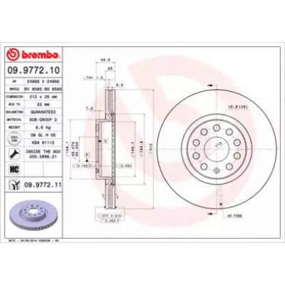 Тормозной диск 09977210 BREMBO - купить в магазине запчастей по Украине