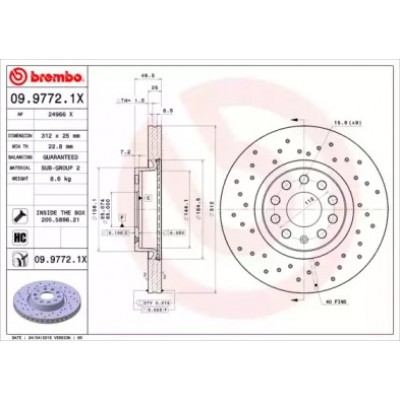 Тормозной диск 0997721X BREMBO - купить в магазине запчастей по Украине