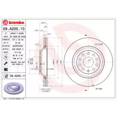 Тормозной диск 09A20010 BREMBO - купить в магазине запчастей по Украине