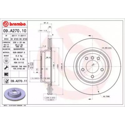 Тормозной диск 09A27010 BREMBO - купить в магазине запчастей по Украине
