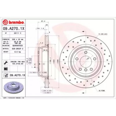 Тормозной диск 09A2701X BREMBO - купить в магазине запчастей по Украине