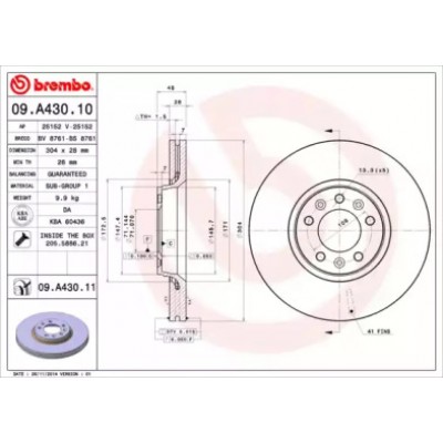 Тормозной диск 09A43010 BREMBO - купить в магазине запчастей по Украине