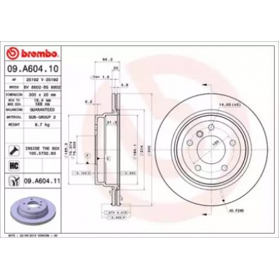 Тормозной диск 09A60410 BREMBO - купить в магазине запчастей по Украине