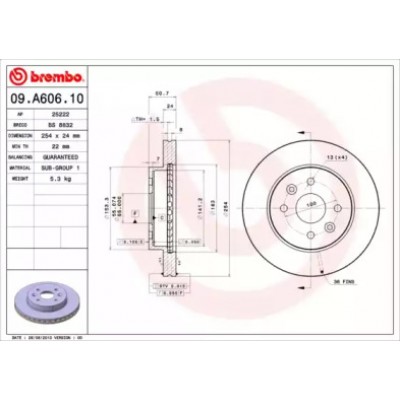 Тормозной диск 09A60610 BREMBO - купить в магазине запчастей по Украине