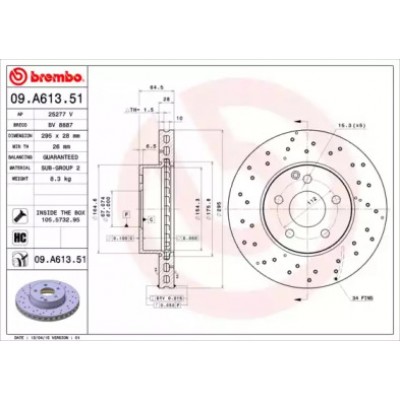 Тормозной диск 09A61351 BREMBO - купить в магазине запчастей по Украине
