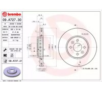 Тормозной диск BREMBO 09.A727.30 09A72730 BREMBO - купить в магазине запчастей по Украине