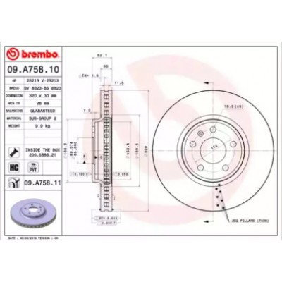 Тормозной диск 09A75810 BREMBO - купить в магазине запчастей по Украине
