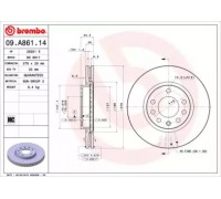 Тормозной диск BREMBO 09.A861.14 09A86114 BREMBO - купить в магазине запчастей по Украине