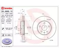 Тормозной диск BREMBO 09.A969.10 09A96910 BREMBO - купить в магазине запчастей по Украине