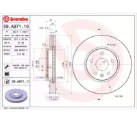 Тормозной диск BREMBO 09.A971.10 09A97110 BREMBO - купить в магазине запчастей по Украине