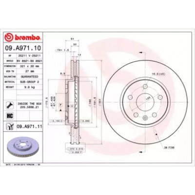Тормозной диск 09A97110 BREMBO - купить в магазине запчастей по Украине
