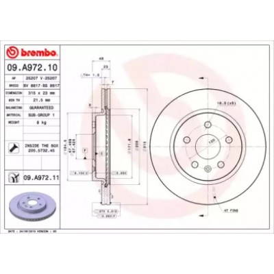 Тормозной диск 09A97210 BREMBO - купить в магазине запчастей по Украине