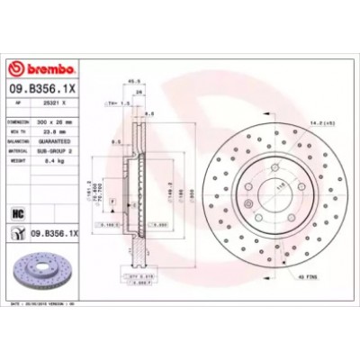 Тормозной диск 09B3561X BREMBO - купить в магазине запчастей по Украине