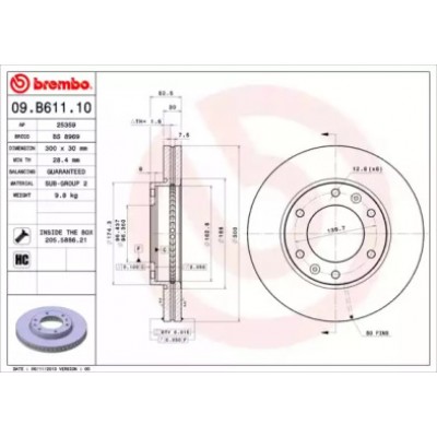 Тормозной диск 09B61110 BREMBO - купити в магазині запчастин по Україні
