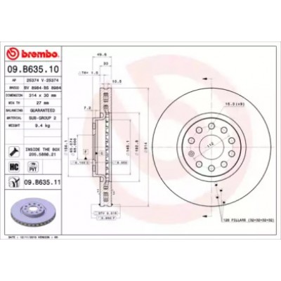 Тормозной диск 09B63510 BREMBO - купить в магазине запчастей по Украине