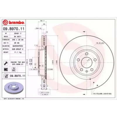 Тормозной диск 09B97011 BREMBO - купить в магазине запчастей по Украине