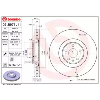 Тормозной диск 09B97111 BREMBO - купить в магазине запчастей по Украине