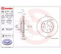 Тормозной диск BREMBO 09.C171.10 09C17110 BREMBO - купить в магазине запчастей по Украине