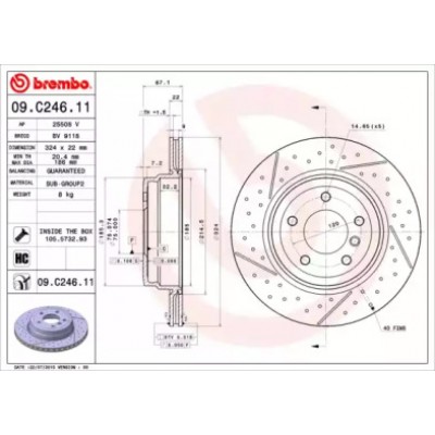 Тормозной диск 09C24611 BREMBO - купить в магазине запчастей по Украине