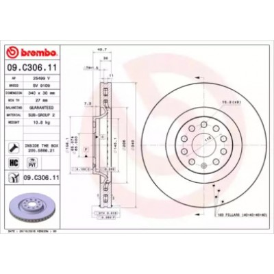 Тормозной диск 09C30611 BREMBO - купить в магазине запчастей по Украине