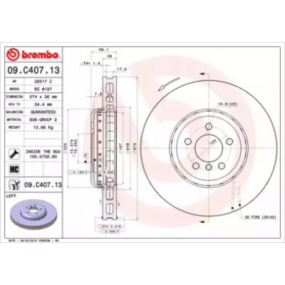 Тормозной диск 09C40713 BREMBO - купить в магазине запчастей по Украине