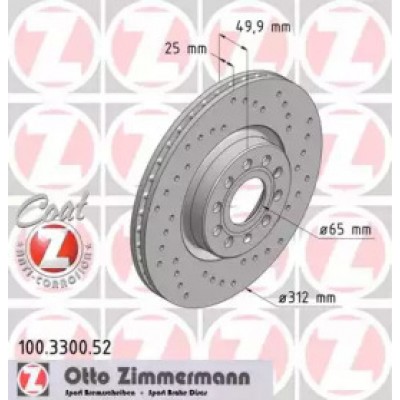 Тормозной диск 100330052 ZIMMERMANN - купить в магазине запчастей по Украине