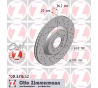 Тормозной диск ZIMMERMANN 100.3316.52 100331652 ZIMMERMANN - купить в магазине запчастей по Украине