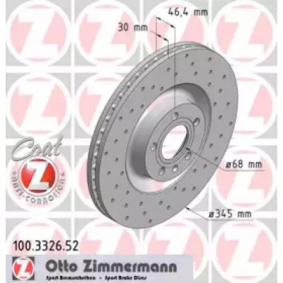Тормозной диск 100332652 ZIMMERMANN - купить в магазине запчастей по Украине