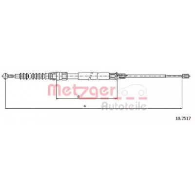 Трос, стояночная тормозная система 107517 METZGER - купить в магазине запчастей по Украине