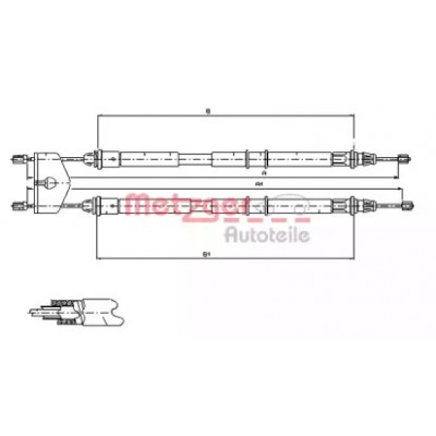 Трос, стояночная тормозная система 115453 METZGER - купить в магазине запчастей по Украине