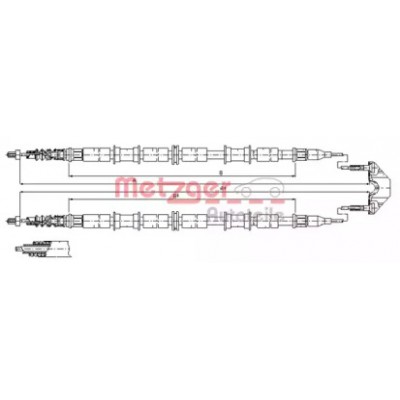Трос, стояночная тормозная система 115863 METZGER - купить в магазине запчастей по Украине
