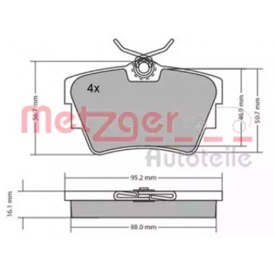Комплект тормозных колодок, дисковый тормоз 1170067 METZGER - купить в магазине запчастей по Украине