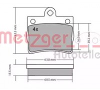 Комплект тормозных колодок, дисковый тормоз METZGER 1170239 1170239 METZGER - купить в магазине запчастей по Украине
