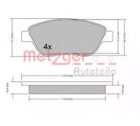 Комплект тормозных колодок, дисковый тормоз METZGER 1170651 1170651 METZGER - купить в магазине запчастей по Украине