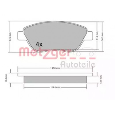 Комплект тормозных колодок, дисковый тормоз 1170651 METZGER - купить в магазине запчастей по Украине