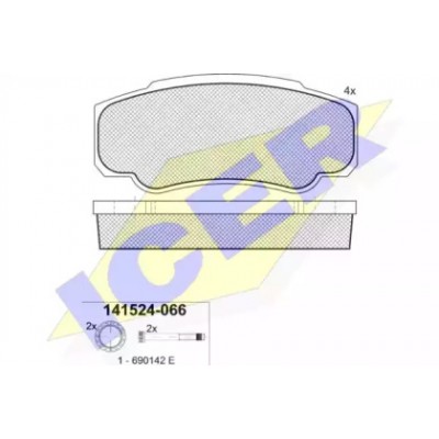 Комплект тормозных колодок, дисковый тормоз 141524066 ICER - купити в магазині запчастин по Україні