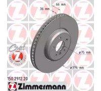 Тормозной диск ZIMMERMANN 150.2912.20 150291220 ZIMMERMANN - купить в магазине запчастей по Украине