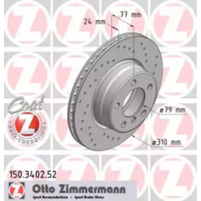 Тормозной диск 150340252 ZIMMERMANN - купить в магазине запчастей по Украине