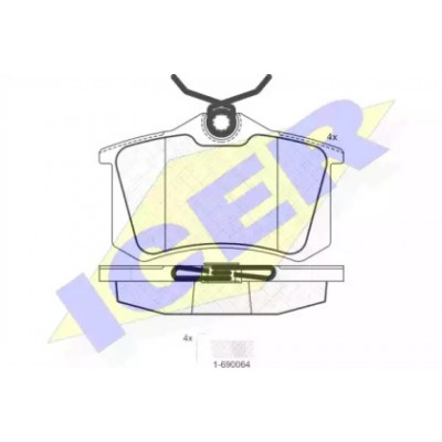 Комплект тормозных колодок, дисковый тормоз 180697703 ICER - купить в магазине запчастей по Украине