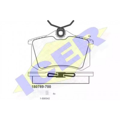 Комплект тормозных колодок, дисковый тормоз 180789700 ICER - купить в магазине запчастей по Украине