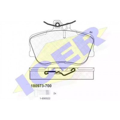 Комплект тормозных колодок, дисковый тормоз 180973700 ICER - купить в магазине запчастей по Украине