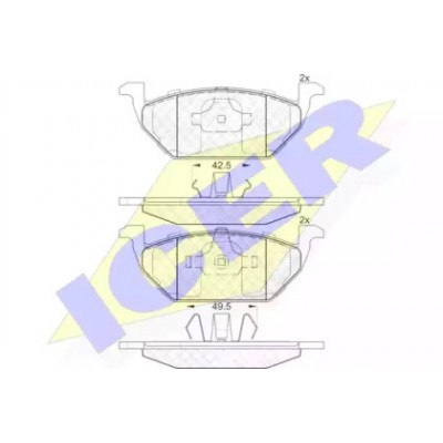 Комплект тормозных колодок, дисковый тормоз 181338 ICER - купить в магазине запчастей по Украине