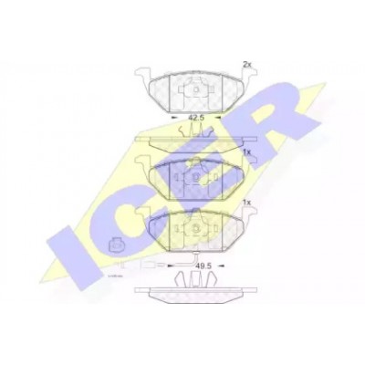 Комплект тормозных колодок, дисковый тормоз 181349 ICER - купить в магазине запчастей по Украине
