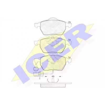 Комплект тормозных колодок, дисковый тормоз 181384 ICER - купить в магазине запчастей по Украине