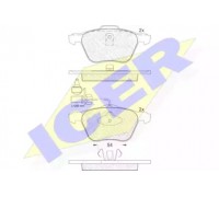 Комплект тормозных колодок, дисковый тормоз ICER 181395 181395 ICER - купить в магазине запчастей по Украине