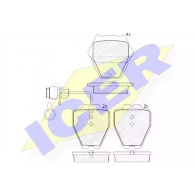 Комплект тормозных колодок, дисковый тормоз 181565 ICER - купить в магазине запчастей по Украине