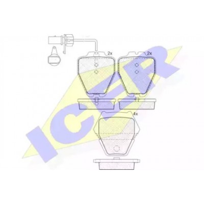 Комплект тормозных колодок, дисковый тормоз 181571 ICER - купить в магазине запчастей по Украине