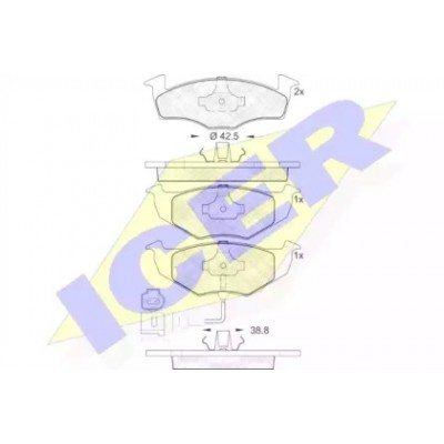 Комплект тормозных колодок, дисковый тормоз 181590 ICER - купить в магазине запчастей по Украине