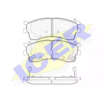 Комплект тормозных колодок, дисковый тормоз 181610 ICER - купить в магазине запчастей по Украине